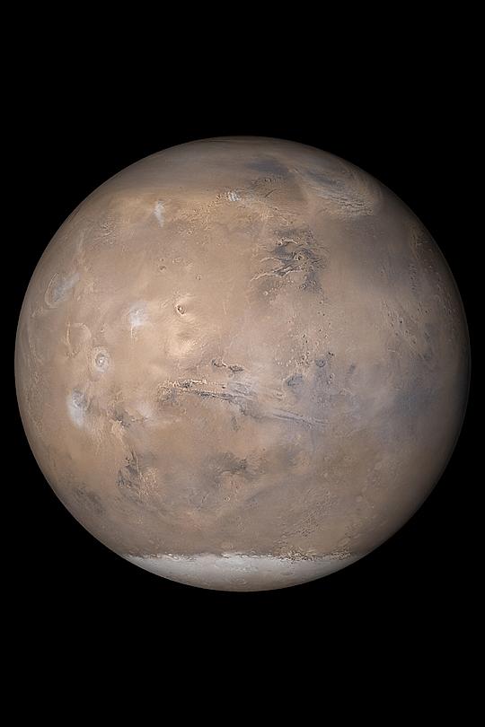 Глобальный вид Марса по данным Mars Global Surveyor
